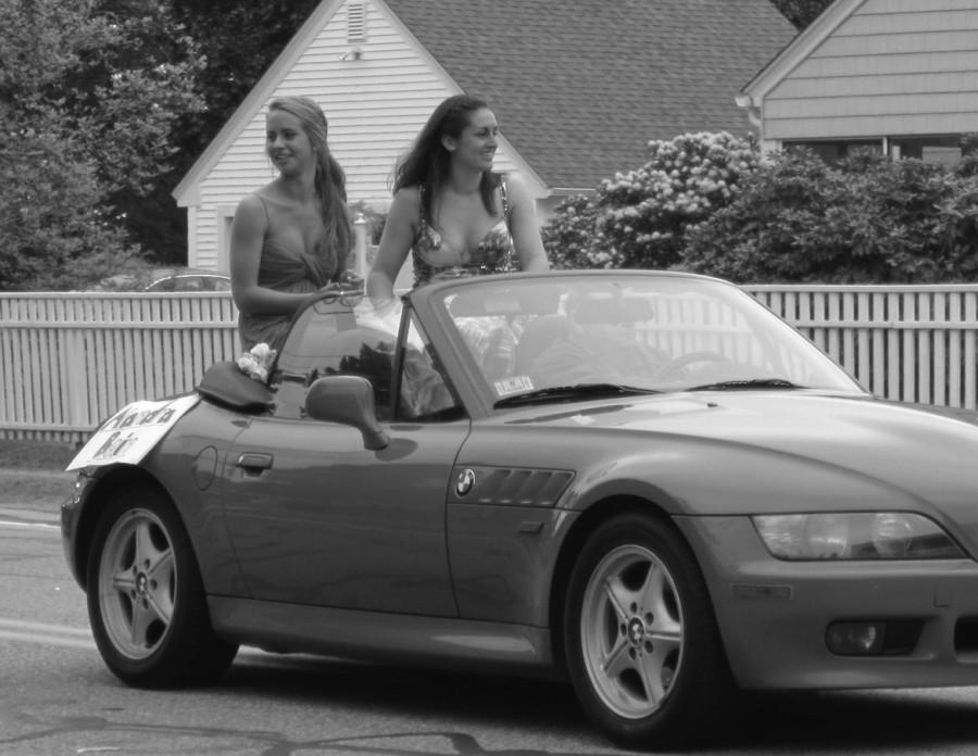 Alandra Bain and Stephanie Sullivan catching the breeze in their car