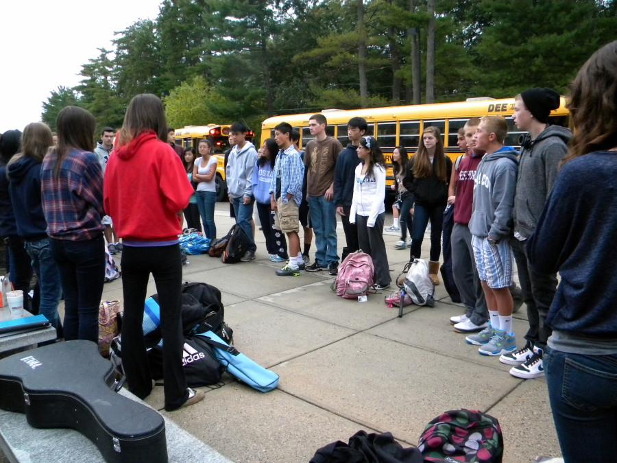 Students gathered at the flag pole to celebrate See You at the Pole on Wednesday.