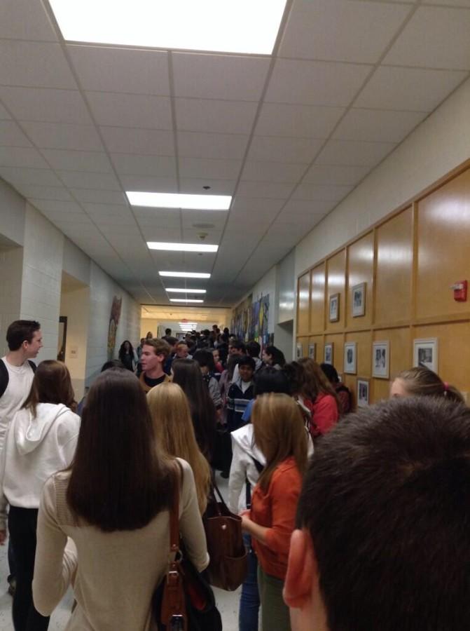 Students stretched well out of the guidance office, waiting for their tardy slips.