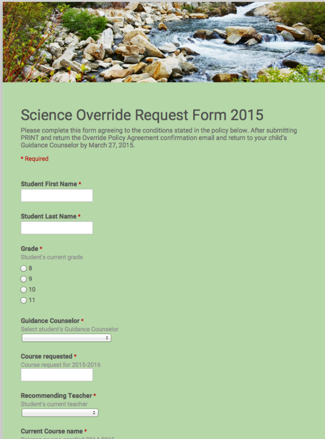 The Science Override Form