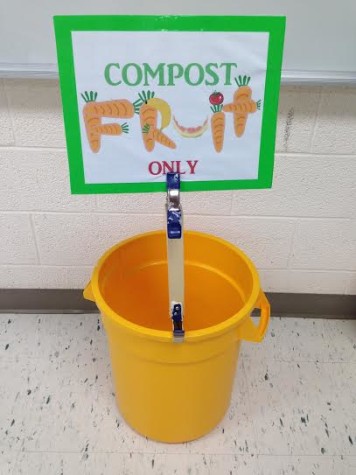 Bucket that will be used for collecting compost in the cafeteria