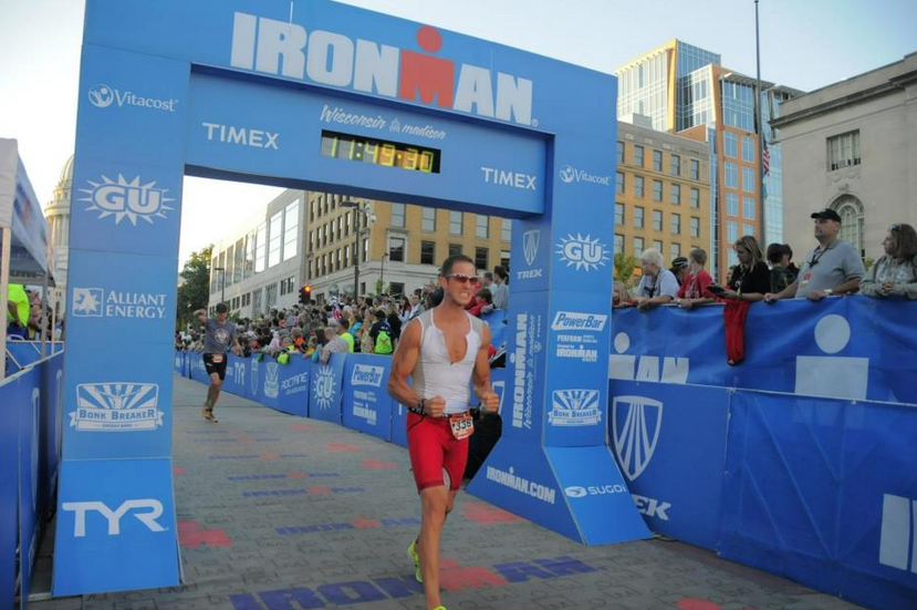 Justin Maly finishes his first Ironman triathlon (Wisconsin Course)