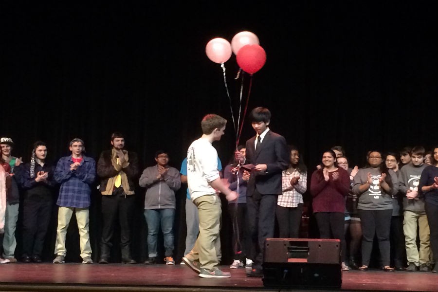 Joey Shen receiving his first place award at WAs Got Talent.