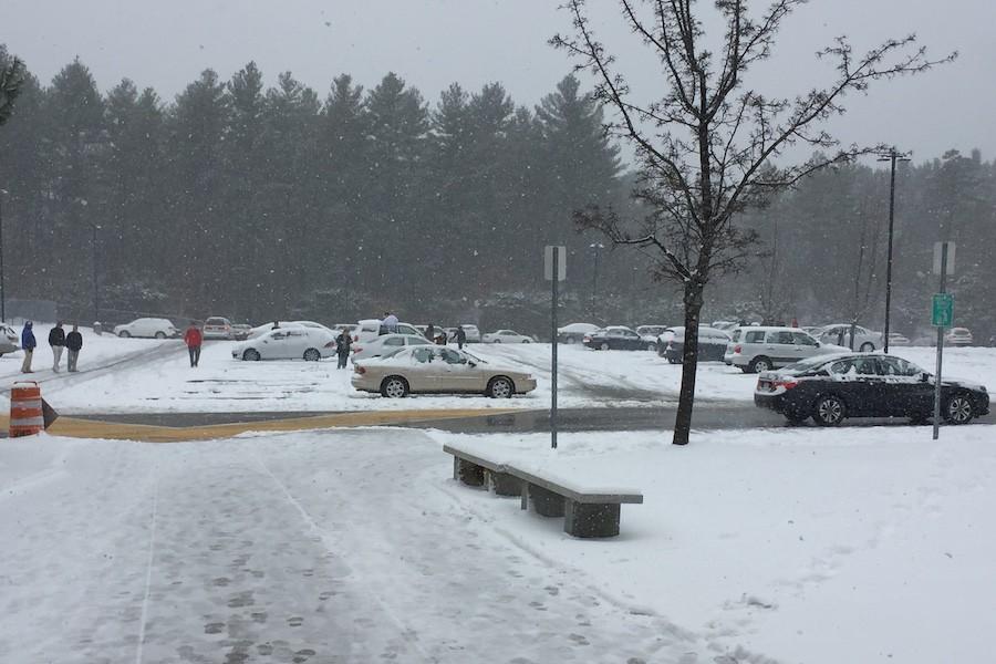 The student parking lot cleared out quickly  this afternoon.