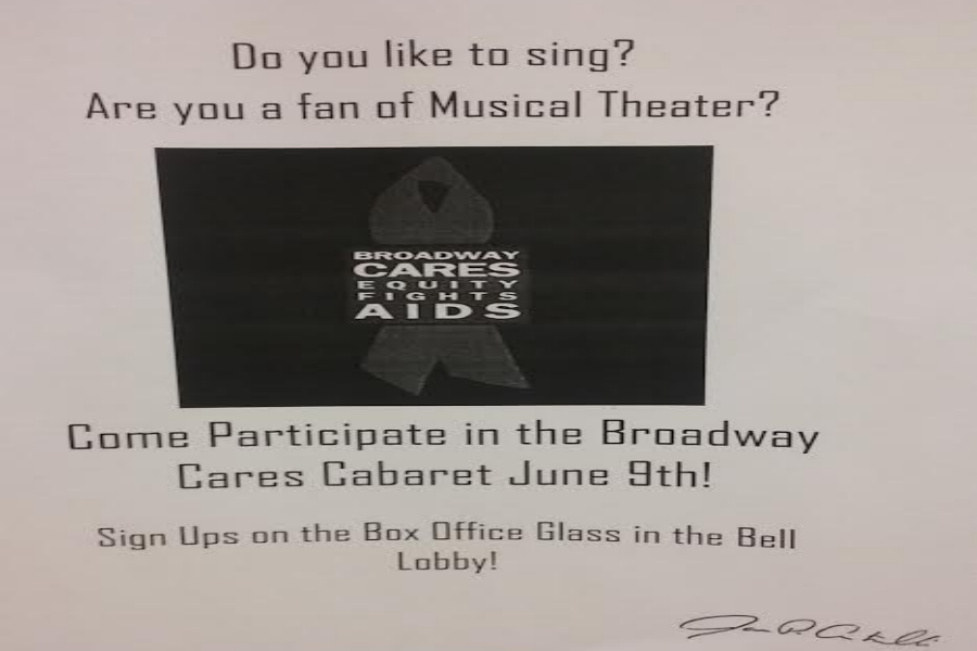 The flyer hung up around the school for rehearsals for any interested students. 