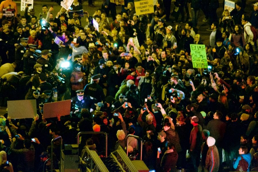 Protests occur in the streets of Chicago 
