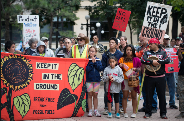 People protesting the Dakota pipeline.