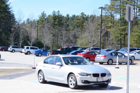 Seniors cars parked in the senior parking lot at Westford Academy.