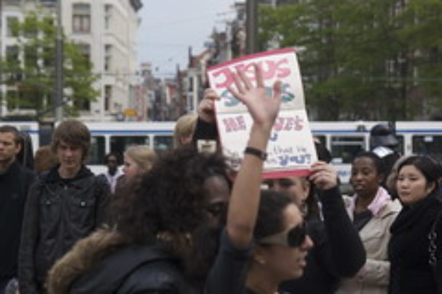Students at a gay rights protest in Amsterdam