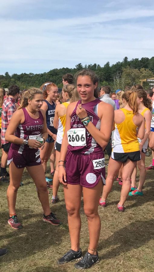 Angelina St. Paul after completing a race earlier this year for her Fall Cross Country Team that she was a captain for. 