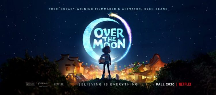 New movie Over the Moon poster represents the themes of the movie.