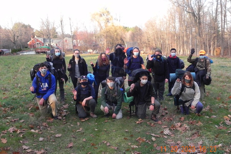 The members of Cirrus Outdoor Adventure Club pose for a photo during their camping trip on Nov. 20, 2020. 