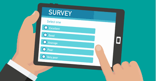 A graphic of a person taking a survey.