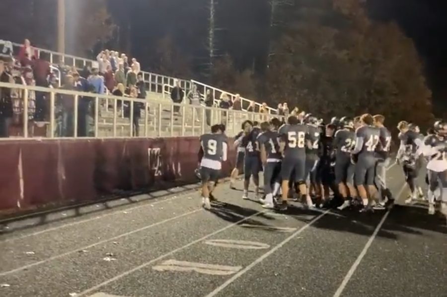 WAs Varsity Football team dances to celebrate its victory