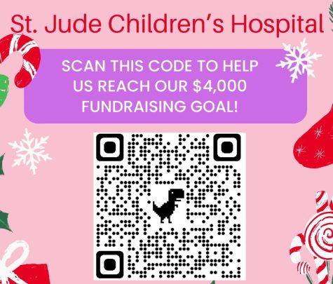 Flyer for the toy drive. QR code leads to the monetary donation page.