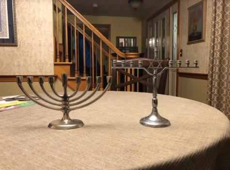 On Hanukkah, Jews light the menorah.
