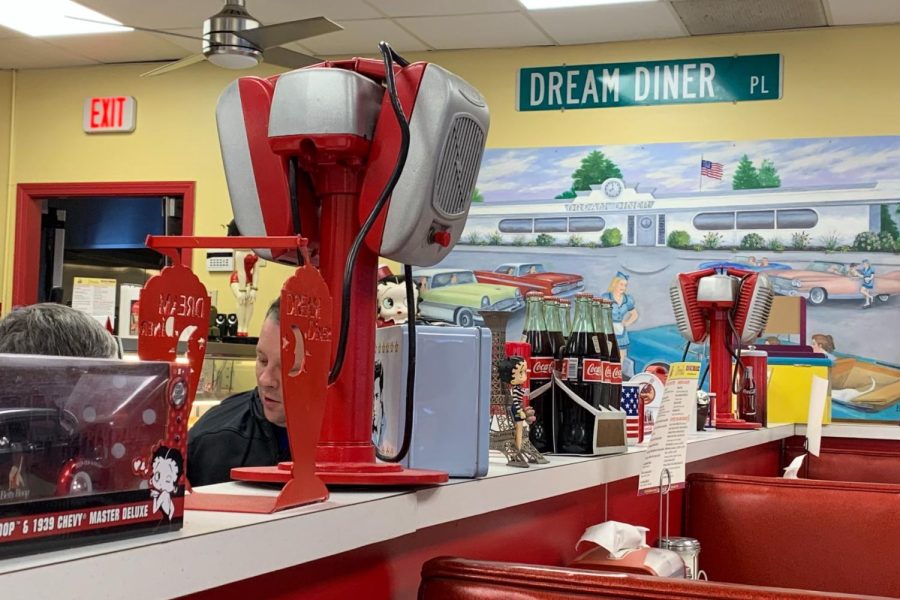 The Dream Diner is filled with decorations, making it seem just like a 1950s diner.