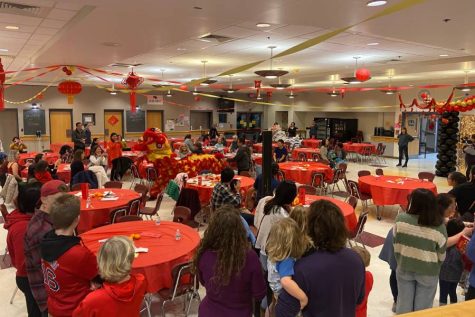 As the guests finish up dining, two lions enter the cafeteria and perform their lion dance. This was during the Lunar New Year celebration, which took place on Jan. 28 and was hosted by the Asian Culture Club in collaboration with the Chelmsford Chinese School.