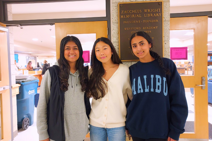 WA sophomores Risha Kulkarni, Sharon Lin, and Anvita Damera (left-right) are the co-founders of the nonprofit organization Stem4Youth.