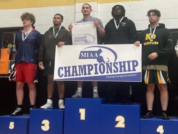 Clark on the podium after placing first at Sectionals. 