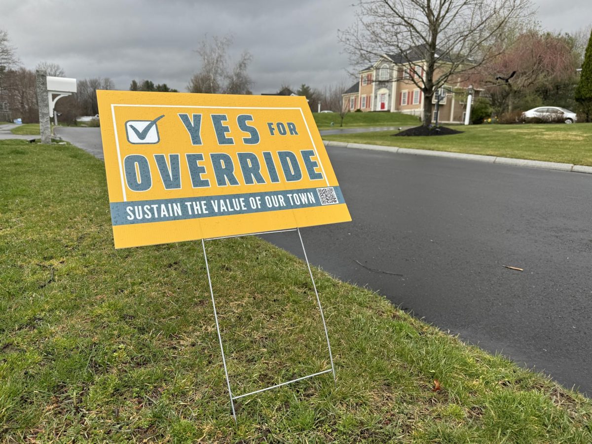 A+sign+advocating+for+people+to+vote+for+the+override+in+one+of+Westfords+many+neighborhoods.+