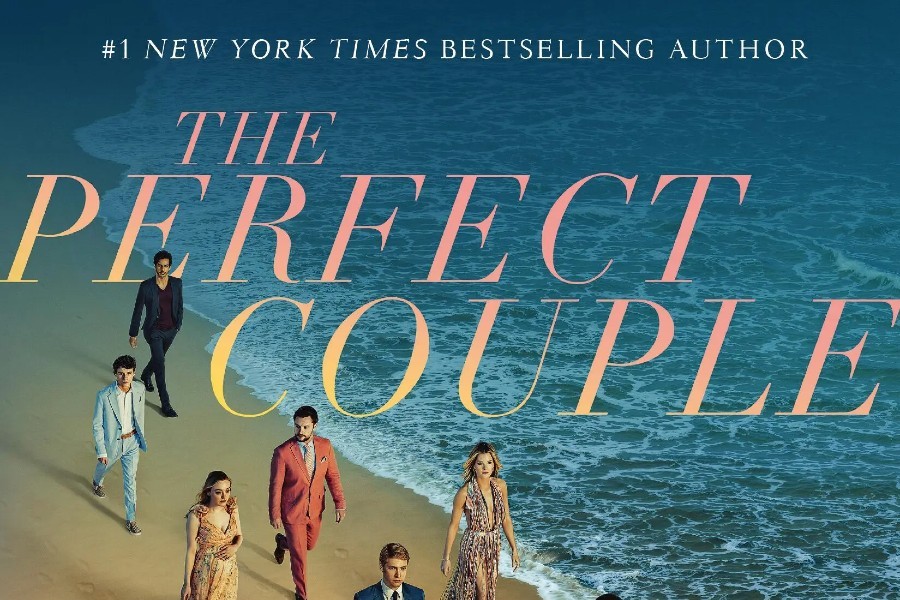 The poster for 'The Perfect Couple' depicts the main characters walking along the beach.