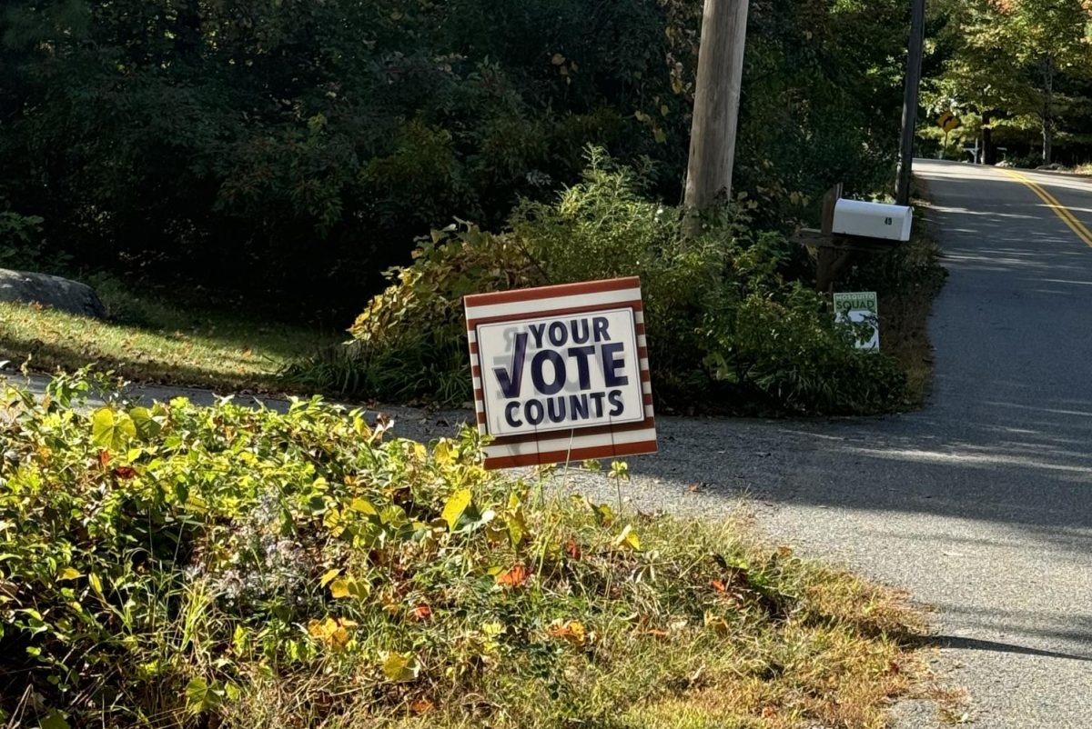 A sign placed in a Westford resident’s front lawn.
