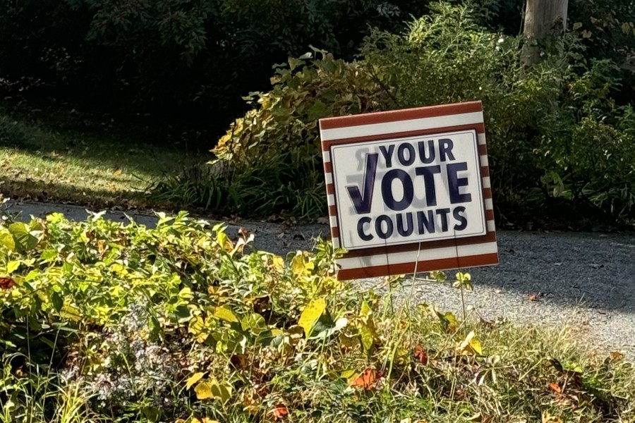 A sign placed in a Westford resident's front lawn. 