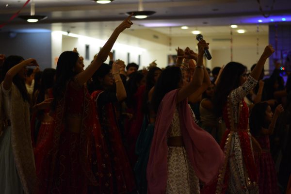 Students perform the popular Gujrati dance "Sanedo".