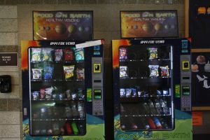 The vending machine in the flag lobby with a "Do not use" sign