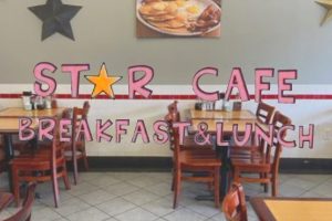 Star Cafe in Lowell seating with restaurant website heading transparent edited on top