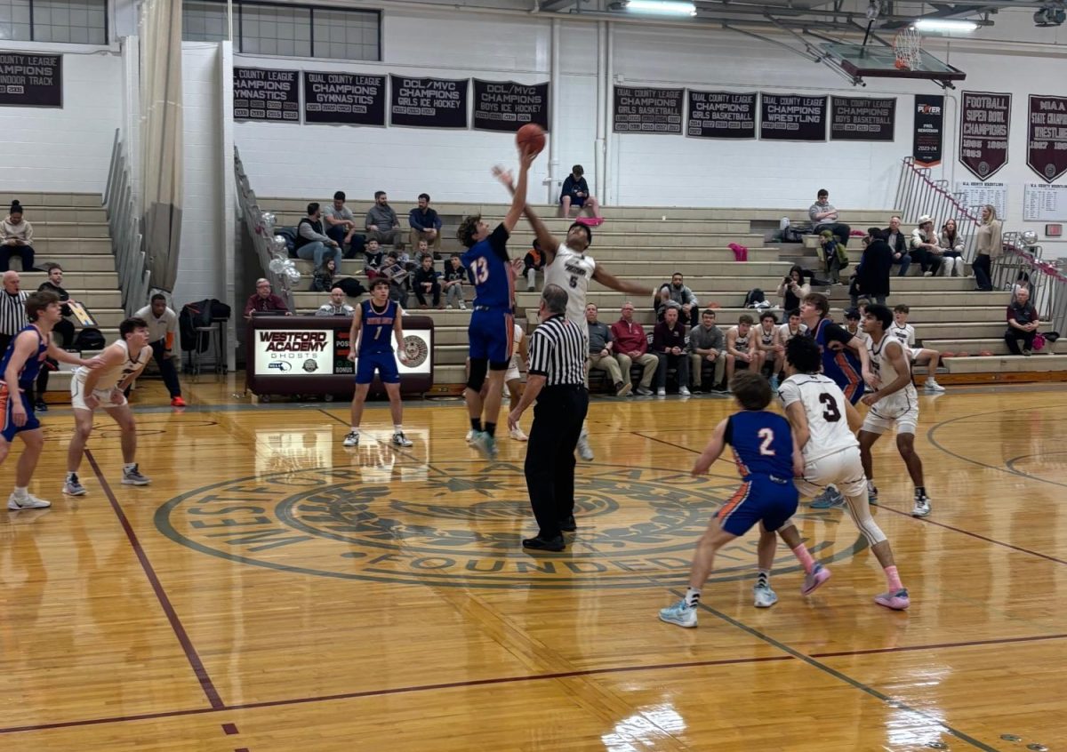 Senior Vishal Rampur takes tip off.