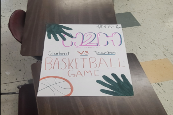 Poster made by Hands To Haiti club members for the basketball fundraiser