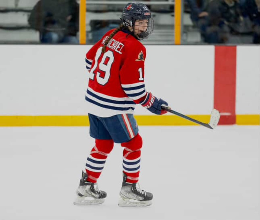 Senior Kassidy Carmichael on the ice. 