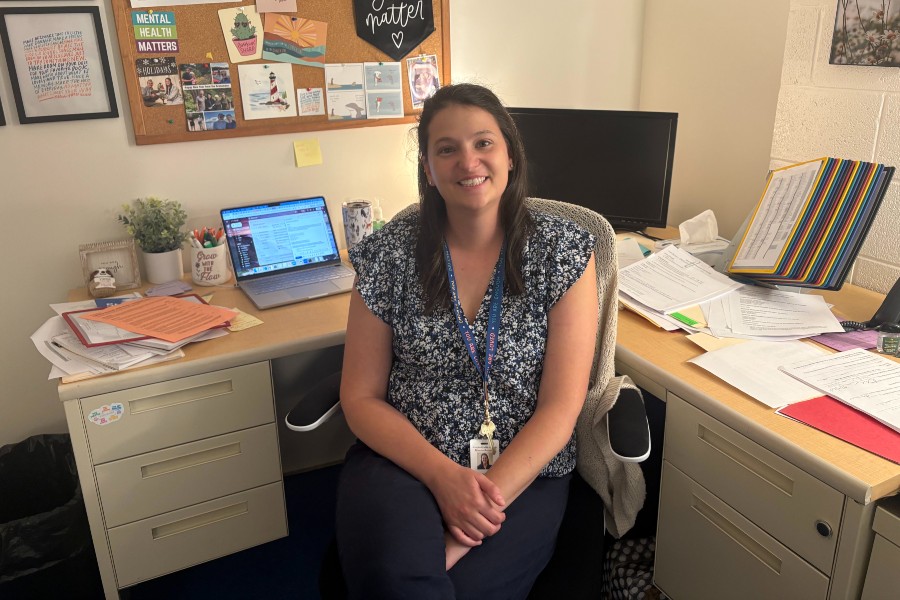 Grossman smiles in her new office.
