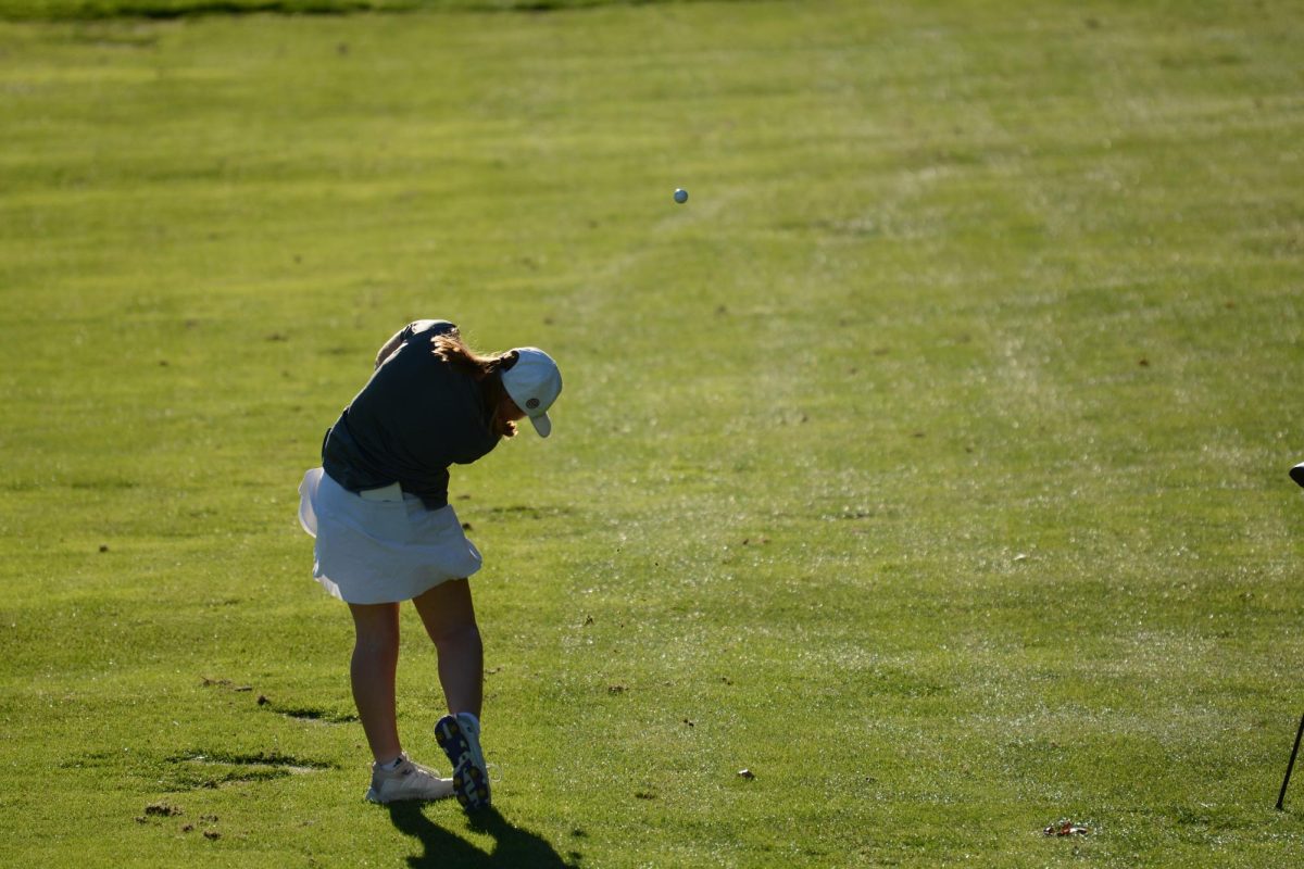 Smith strikes the ball down the fairway.