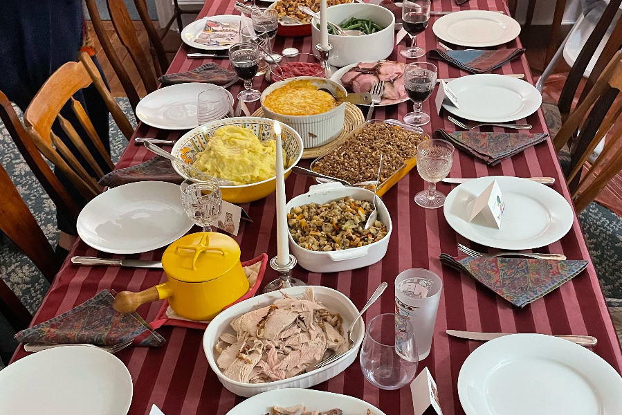 A meal shared on the night of Thanksgiving.