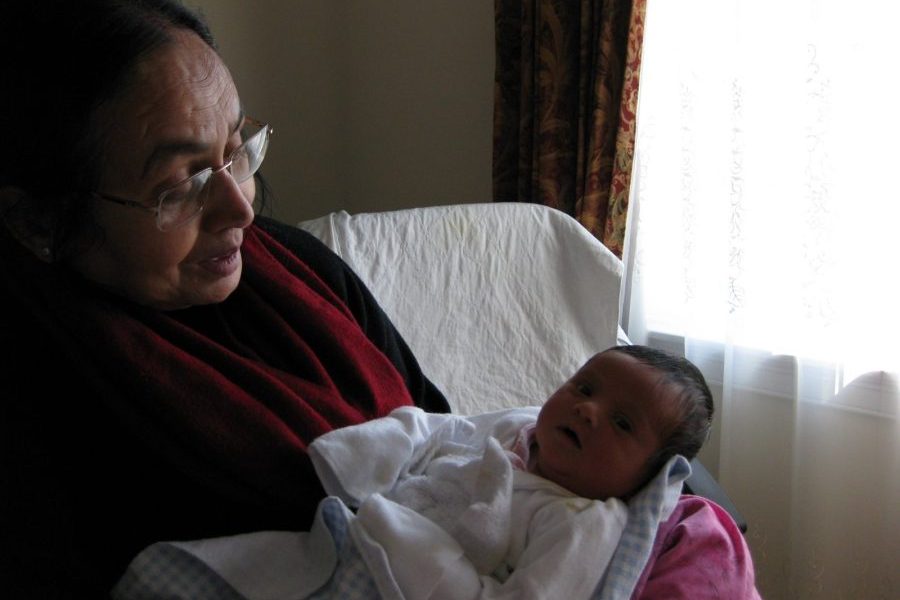 My grandma, Romola Samaddar, holding me as a baby. 