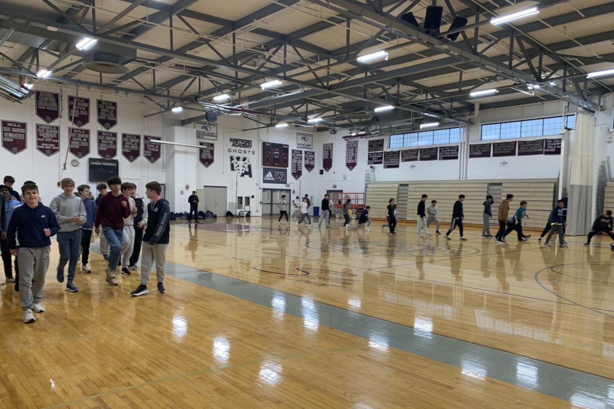 The team warms up and stretches before practice.