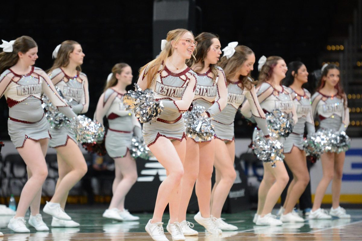 WA cheerleaders perform at the TD Garden game.