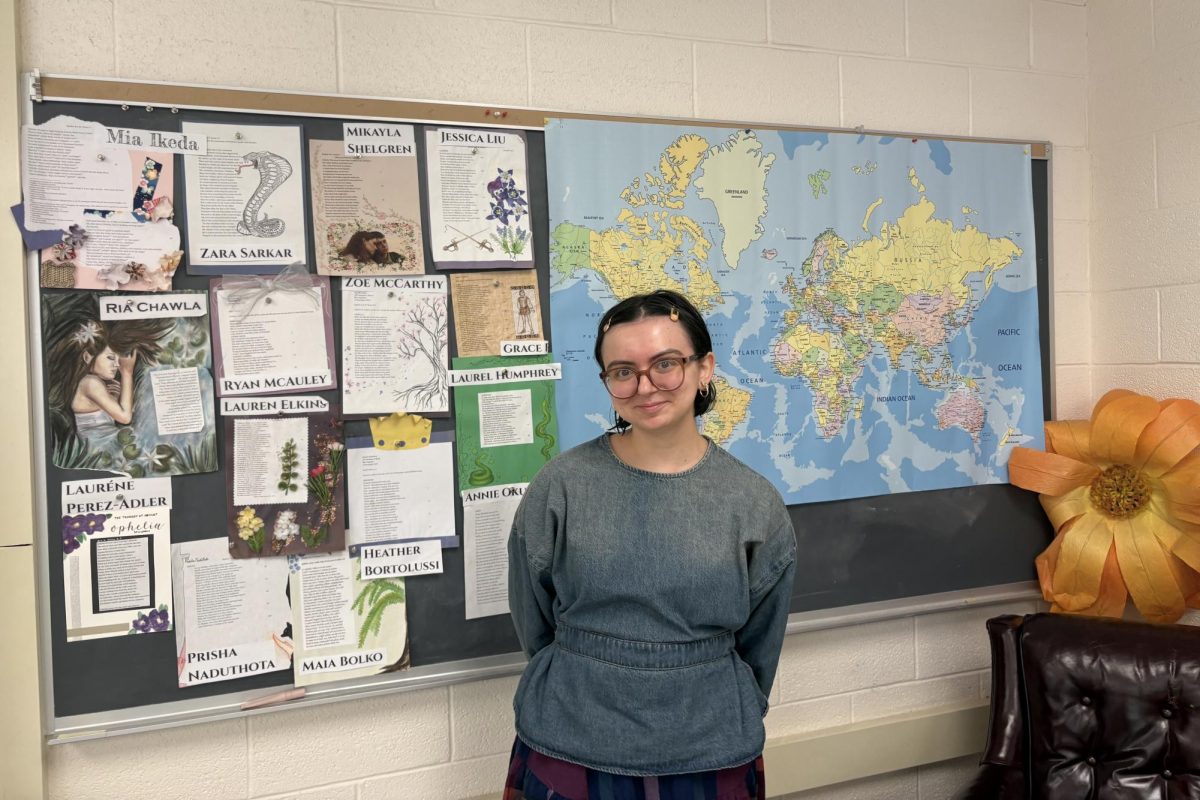 O'Connor stands in one of the classrooms that she student teaches in. 