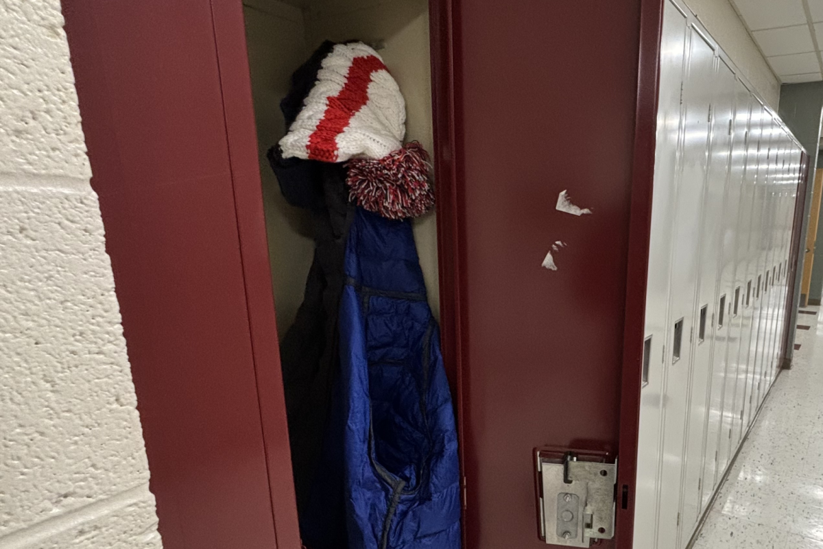 A student's locker, used to store their coat, binder, hat, and lunchbox during the school day.