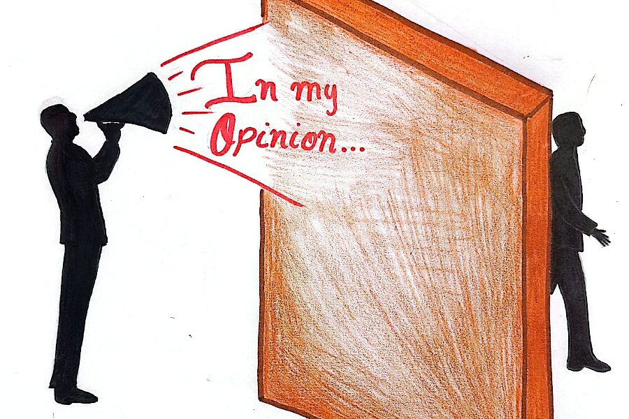 A graphic representing opinions being ignored.