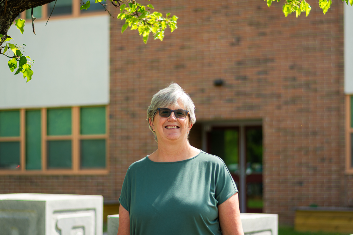 Keirstead stands outside the senior lobby for a picture.